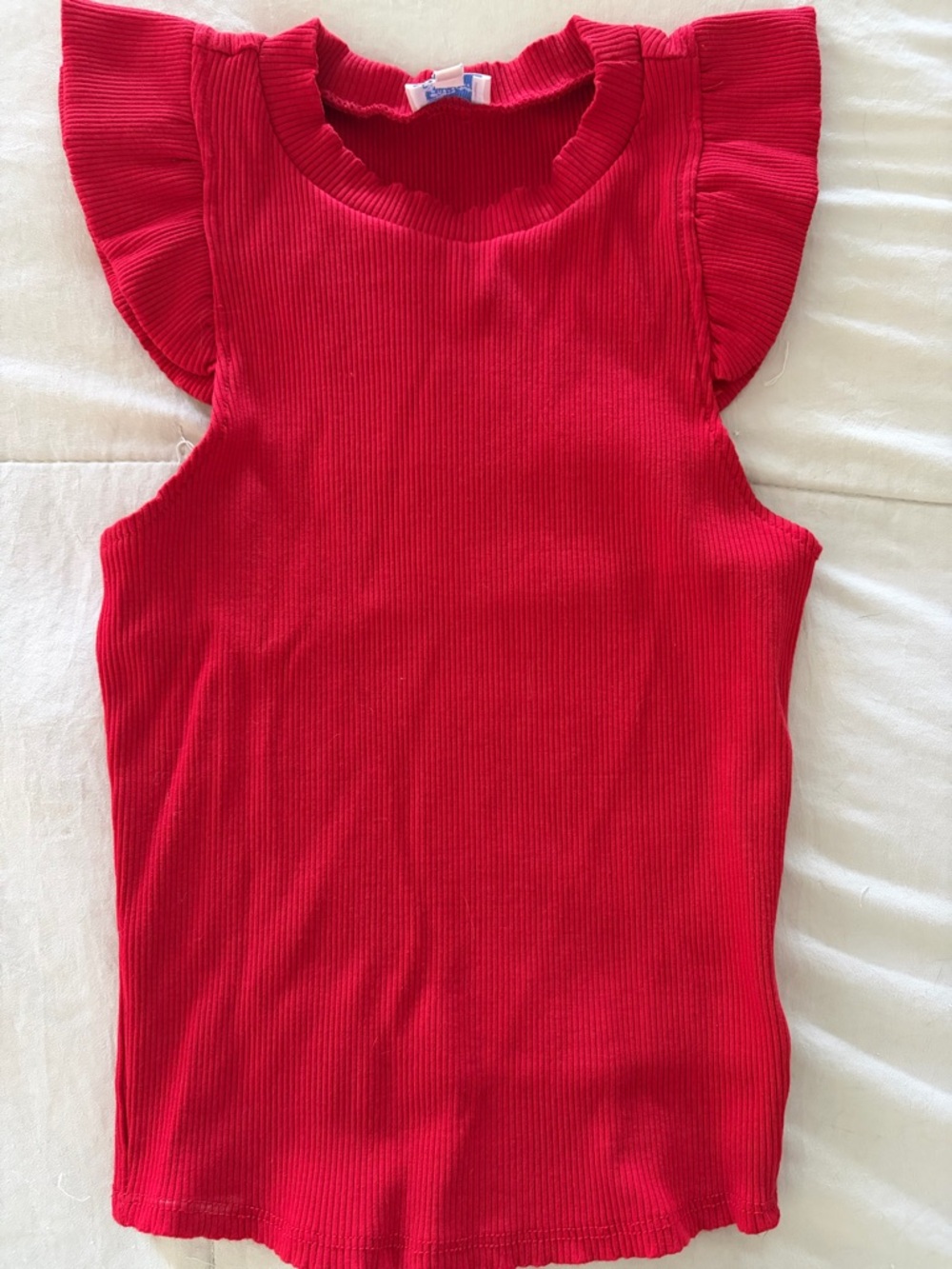 Francesca's Collections Red Ribbed Mock Neck Tank